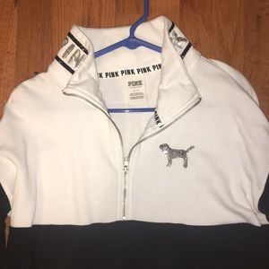 PINK black and white half-zip